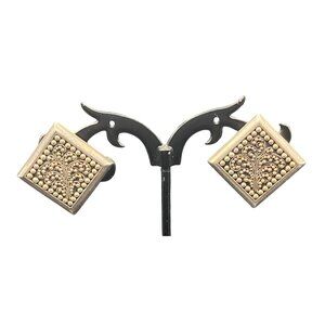 Vintage Lois Hill .925 Sterling Silver Square Clip-On Earrings Ornate Designer